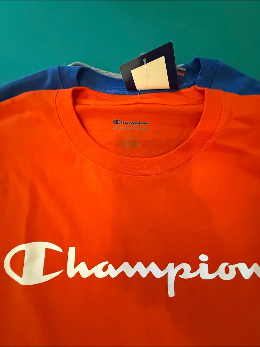 Champion Bright Orange Script Logo Tee - Picture 2 of 2
